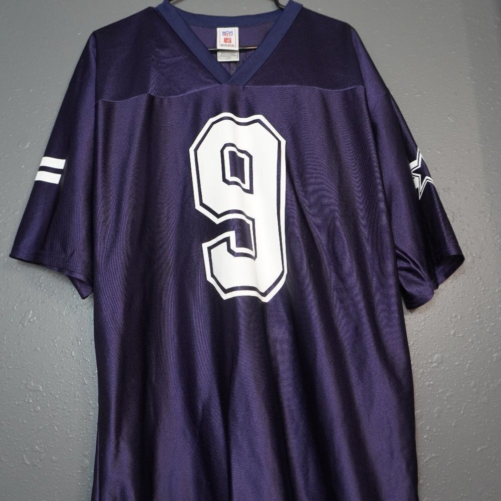 NFL Mens Dallas Cowboys Tony Romo #9 Blue Football Printed Jersey Size Large
